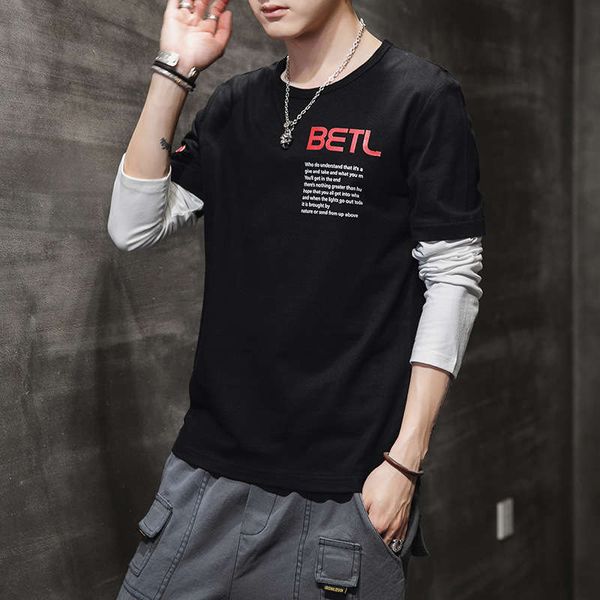 t-shirt fall 2019 new korean sports fashion simple fake two long sleeve men's clothes, Gray
t-shirt fall 2019 new korean sports fashion simple fake two long sleeve men's clothes, Gray