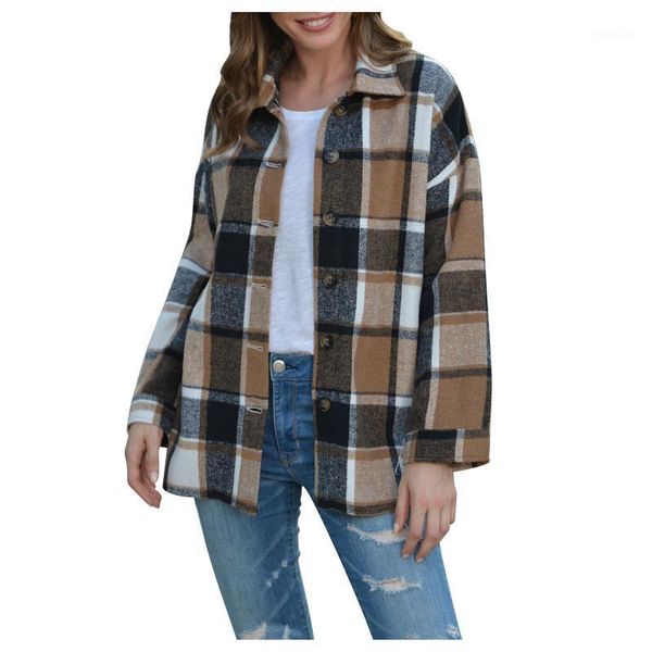 vintage women coat long sleeve lapel button coats ladies loose plaid coat female streetwear elegant girls oversize jacket @9101, Black;brown
vintage women coat long sleeve lapel button coats ladies loose plaid coat female streetwear elegant girls oversize jacket @9101, Black;brown