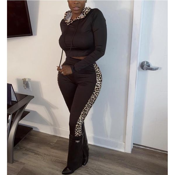 women 2pcs outfits fall spring long sleeves hooded short + elastic high waist long pants leopard patchwork female tracksuits, Gray
women 2pcs outfits fall spring long sleeves hooded short + elastic high waist long pants leopard patchwork female tracksuits, Gray