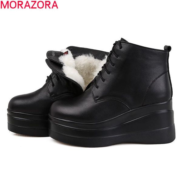 boots morazora 2021 snow full genuine leather women fashion wedges round toe platform ankle for woman, Black
boots morazora 2021 snow full genuine leather women fashion wedges round toe platform ankle for woman, Black