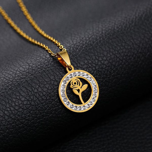 chains boho jewelry rose flower pendant necklace for women valentine's day gift cz round circle charm gold ketting choker, Silver
chains boho jewelry rose flower pendant necklace for women valentine's day gift cz round circle charm gold ketting choker, Silver