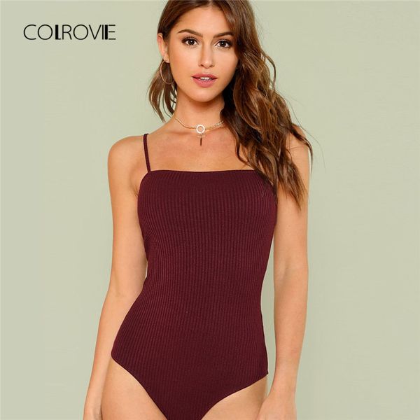 colrovie black knit cami bodysuit new summer spaghetti strap plain clothing burgundy holiday skinny women bodysuit q1118, White
colrovie black knit cami bodysuit new summer spaghetti strap plain clothing burgundy holiday skinny women bodysuit q1118, White