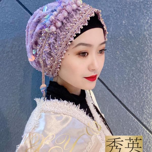 ethnic clothing 2021 arrival dubai muslim women heads cap hijab turban, Red