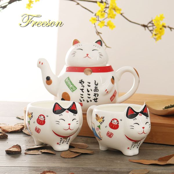 cute japanese lucky porcelain set creative maneki neko ceramic tea cup pot with strainer lovely plutus cat teapot mug q1218
cute japanese lucky porcelain set creative maneki neko ceramic tea cup pot with strainer lovely plutus cat teapot mug q1218