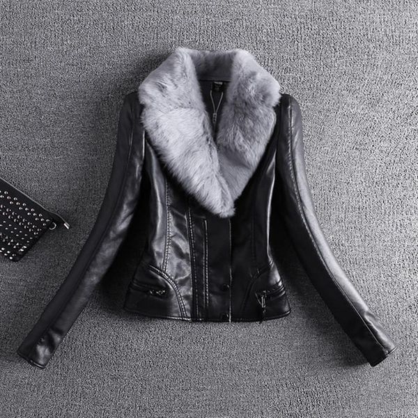 women's leather & faux 2021 winter jacket women fashion plus velvet fur collarjacket coats female casual warm thick outerwear r743, Black
women's leather & faux 2021 winter jacket women fashion plus velvet fur collarjacket coats female casual warm thick outerwear r743, Black