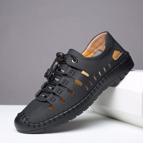 large size sandal male cowskin hollow shoes casual elastic band beach shoes antiskid footwear for travelling z548, Black
large size sandal male cowskin hollow shoes casual elastic band beach shoes antiskid footwear for travelling z548, Black