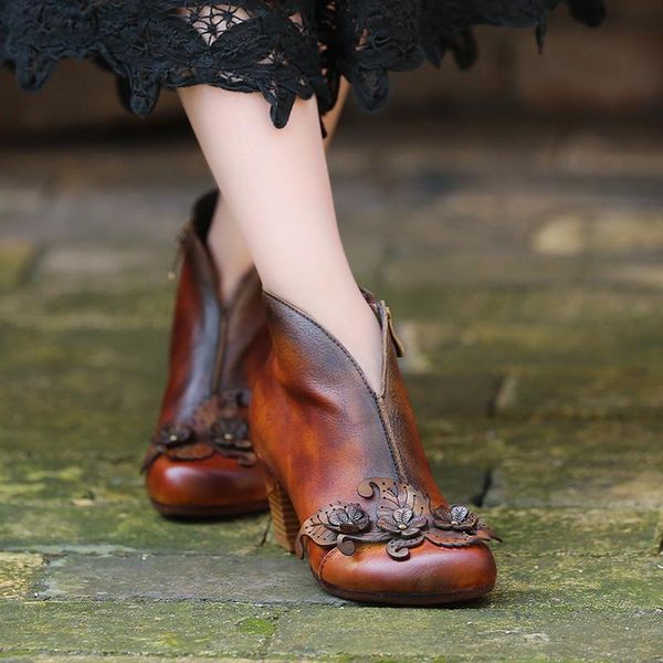 boots tayunxing handmade shoes genuine leather flower high heel side zipper increased platform comfort ankle women's 816-1, Black
boots tayunxing handmade shoes genuine leather flower high heel side zipper increased platform comfort ankle women's 816-1, Black