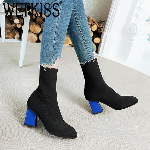 wetkiss slip-on women ankle boots round toe thick high heel shoes party female bootie fashion stretch shoes knitting sock boots1, Black
wetkiss slip-on women ankle boots round toe thick high heel shoes party female bootie fashion stretch shoes knitting sock boots1, Black
