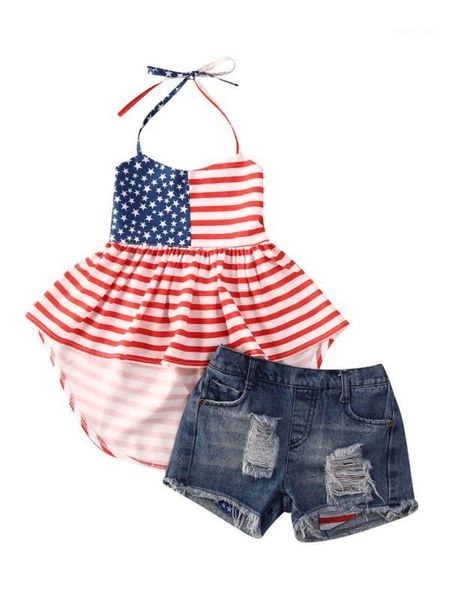 new 2 pieces kids suit set, girls floral print sleeveless halter denim shorts, red and blue1, White
new 2 pieces kids suit set, girls floral print sleeveless halter denim shorts, red and blue1, White