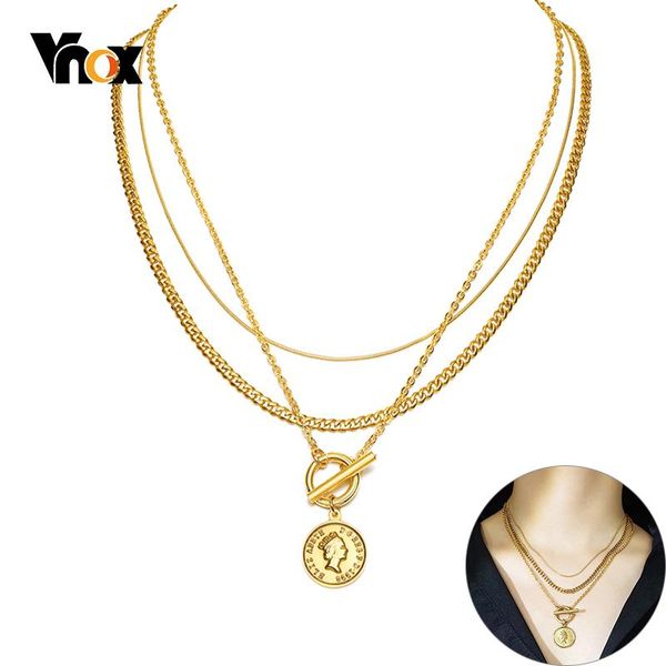 vnox chic layered women chokers elizabeth coin charm pendant fashion gold color curb snake chain necklace set with toggle clasp, Silver
vnox chic layered women chokers elizabeth coin charm pendant fashion gold color curb snake chain necklace set with toggle clasp, Silver
