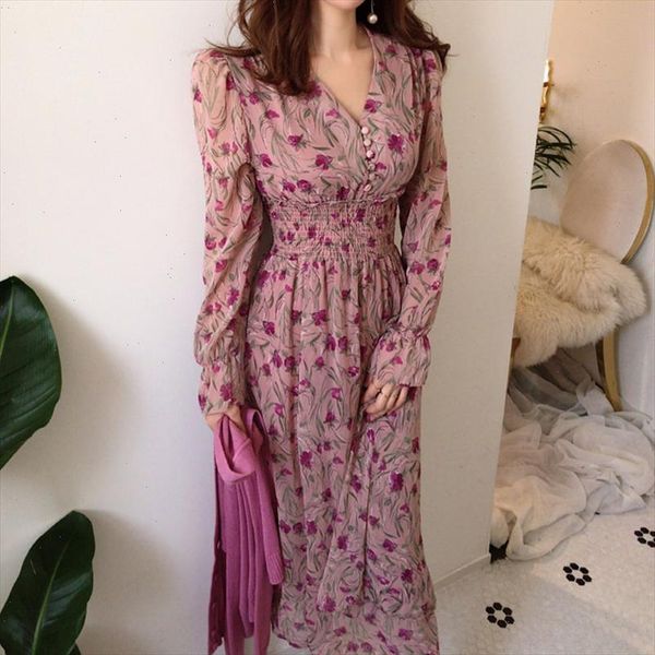 fashion v neck floral print elastic waist women dress vintage flare sleeve front buttons a line female long dresses, Black;gray
fashion v neck floral print elastic waist women dress vintage flare sleeve front buttons a line female long dresses, Black;gray