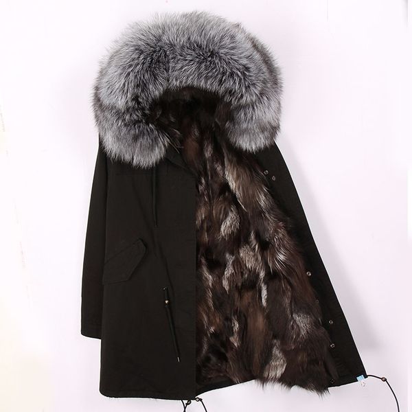 natural fox fur park fashion women large raccoon fur collar hooded coat warm fox fur liner parkas long winter jacket 201109, Black
natural fox fur park fashion women large raccoon fur collar hooded coat warm fox fur liner parkas long winter jacket 201109, Black