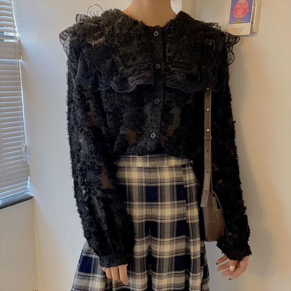 women blouses see through puff sleeve lace shirt blouse fashion transparent black shirts female blusas, White
women blouses see through puff sleeve lace shirt blouse fashion transparent black shirts female blusas, White