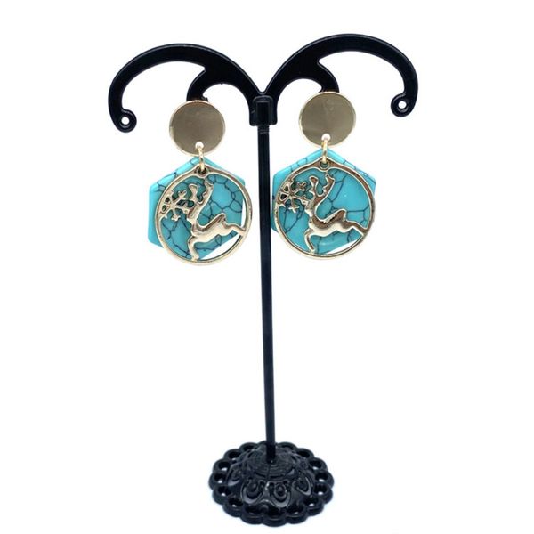 wholesale 10 pairs silver plated deer green turqoises dangle earrings for women white howlite stone jewelry
wholesale 10 pairs silver plated deer green turqoises dangle earrings for women white howlite stone jewelry