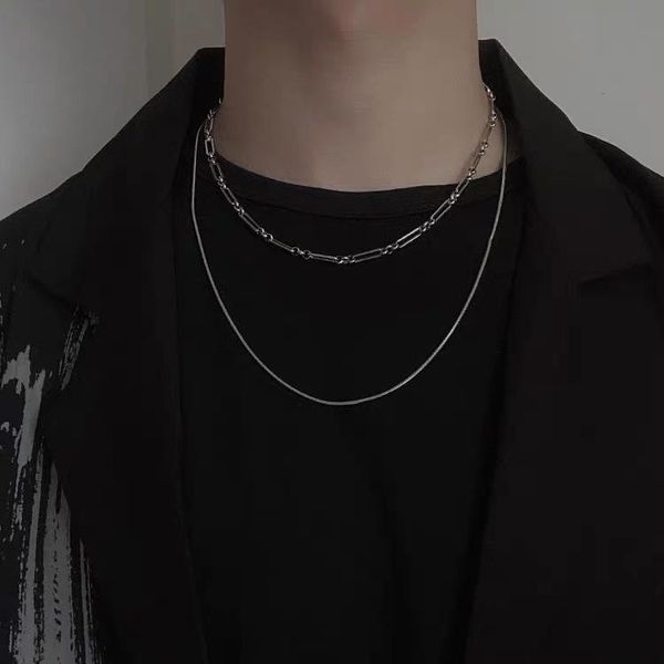 chains japan and south korea cool wind necklace female hip hop niche design simple joker double titanium steel accessories men, Silver
chains japan and south korea cool wind necklace female hip hop niche design simple joker double titanium steel accessories men, Silver
