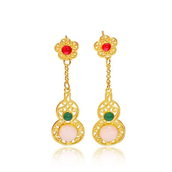 dangle & chandelier 14k yellow gold jade drop earring for women sand inlaid hetian gourd female earrings retro antique fine jewelry, Silver
dangle & chandelier 14k yellow gold jade drop earring for women sand inlaid hetian gourd female earrings retro antique fine jewelry, Silver