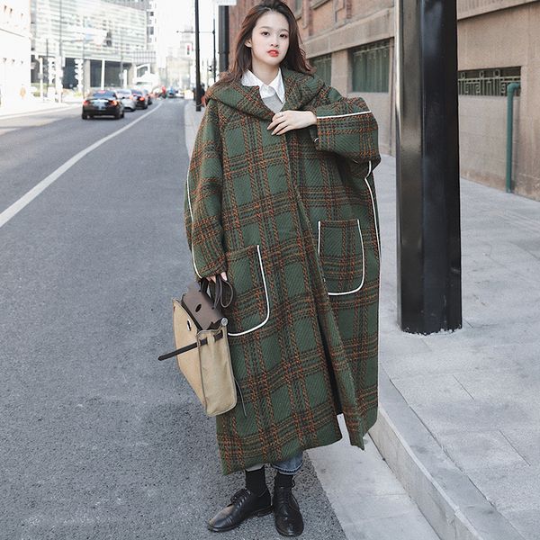 2021 new new korean winter wool plus size super long green plaid with knee-ankle hood female thickness 5r qiyj, Black
2021 new new korean winter wool plus size super long green plaid with knee-ankle hood female thickness 5r qiyj, Black