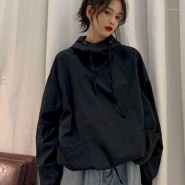 2020 spring and autumn new japanese tooling hooded women korean version loose wild hooded pullover jacket thin loose wil1, Black
2020 spring and autumn new japanese tooling hooded women korean version loose wild hooded pullover jacket thin loose wil1, Black