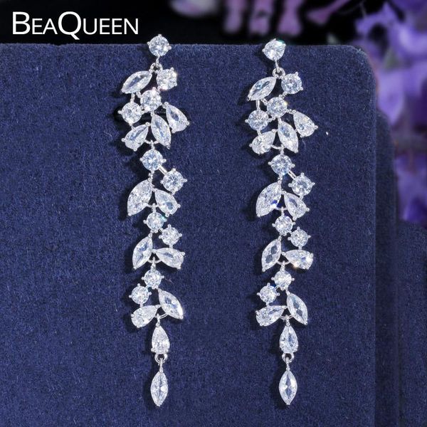 dangle & chandelier beaqueen luxury marquise cubic zircon long leaf drop dangling earrings elegant bridal wedding statement jewelry accessor, Silver
dangle & chandelier beaqueen luxury marquise cubic zircon long leaf drop dangling earrings elegant bridal wedding statement jewelry accessor, Silver