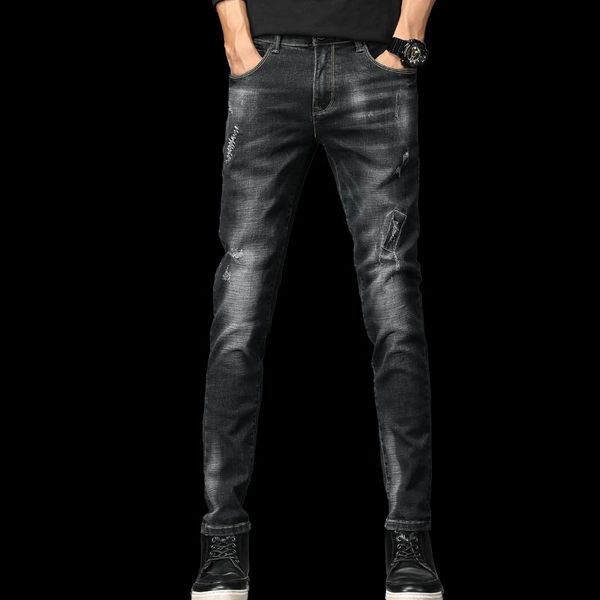 men's jeans mens fashion boutique stretch casual skinny men straight denim male trouser pants, Blue
men's jeans mens fashion boutique stretch casual skinny men straight denim male trouser pants, Blue
