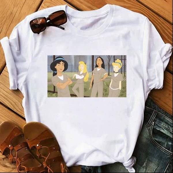 women tshirt harajuku tee shirts fashion short sleeve female tee spoof princess print cartoon tee shirts clothes femme, White
women tshirt harajuku tee shirts fashion short sleeve female tee spoof princess print cartoon tee shirts clothes femme, White