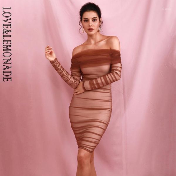 love&lemonade dark brown sleeve collar long sleeves pleated mesh bandage lined bodycon mini dress lm901311, Black;gray
love&lemonade dark brown sleeve collar long sleeves pleated mesh bandage lined bodycon mini dress lm901311, Black;gray