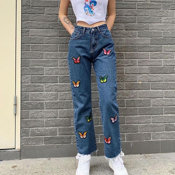 women's jeans #1503 casual straight long embroidery butterfly loose streetwear denim boyfriend for women high waist women's1, Blue
women's jeans #1503 casual straight long embroidery butterfly loose streetwear denim boyfriend for women high waist women's1, Blue