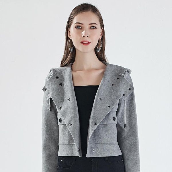 2019 spring hooded women's sweater knit cardigan short fashion korean version 130751, White
2019 spring hooded women's sweater knit cardigan short fashion korean version 130751, White