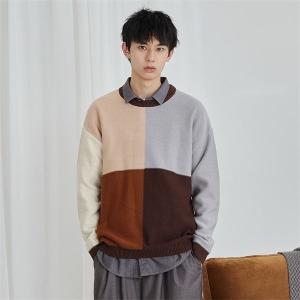 2020 new korean loose shoulder sleeve contrast color block patchwork sweater men q1113, White;black
2020 new korean loose shoulder sleeve contrast color block patchwork sweater men q1113, White;black
