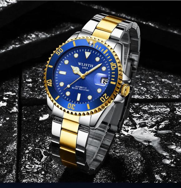 2021 wlisth brand watch men rotatable bezel gmt sapphire date gold stainless steel sport blue dial quartz reloj hombre, Slivery;brown
2021 wlisth brand watch men rotatable bezel gmt sapphire date gold stainless steel sport blue dial quartz reloj hombre, Slivery;brown
