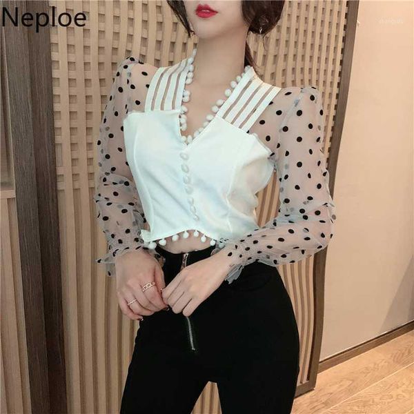 neploe 2020 spring new polka dot mesh perspective blouse shirt long sleeve v-neck patchwork slim short blusas 590941, White
neploe 2020 spring new polka dot mesh perspective blouse shirt long sleeve v-neck patchwork slim short blusas 590941, White