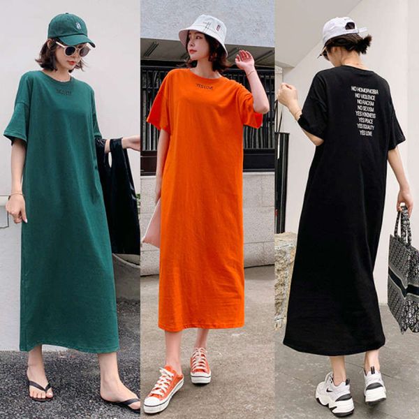 summer new cotton women's skirt letter print extended loose simple style short sleeve dress, Black;gray
summer new cotton women's skirt letter print extended loose simple style short sleeve dress, Black;gray