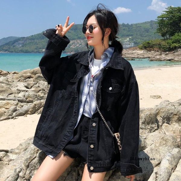 women's jackets 2021 spring autumn vintage black denim jacket clothes women loose casual solid color outerwear jeans coat ropa de mujer, Black;brown
women's jackets 2021 spring autumn vintage black denim jacket clothes women loose casual solid color outerwear jeans coat ropa de mujer, Black;brown