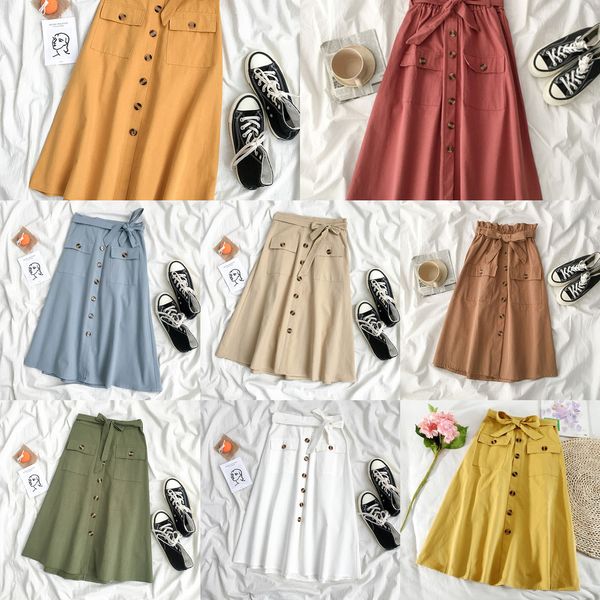 high waist button flower bud single-breasted midi skirt women 2020 spring and summer new women's bow pocket lace-up skirt q1209, Black
high waist button flower bud single-breasted midi skirt women 2020 spring and summer new women's bow pocket lace-up skirt q1209, Black