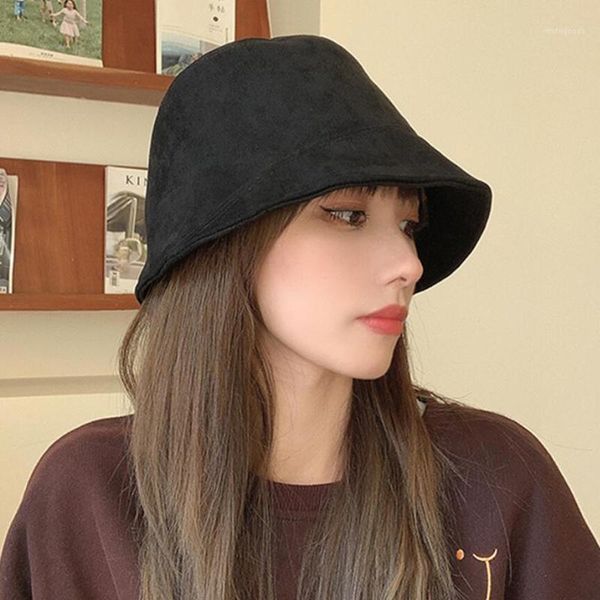 wide brim hats suede bucket hat fashion solid color black women fisherman caps japanese korean style cap female sun hats1, Blue;gray
wide brim hats suede bucket hat fashion solid color black women fisherman caps japanese korean style cap female sun hats1, Blue;gray