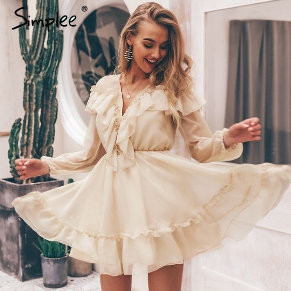 simplee v neck ruffle women dress elegant long sleeve mesh lining summer party dresses casual fashion female short vestidos y200805, Black;pink
simplee v neck ruffle women dress elegant long sleeve mesh lining summer party dresses casual fashion female short vestidos y200805, Black;pink