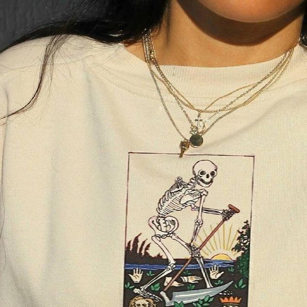 death of emotions skull bones demon personality dark print t shirt women summer casual loose harajuku retro short sleeve, White
death of emotions skull bones demon personality dark print t shirt women summer casual loose harajuku retro short sleeve, White