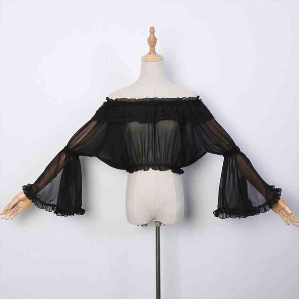 chiffon lace blouse off shoulder sweet girls lolita mesh under shirt long sleeves see through for women plus size, White
chiffon lace blouse off shoulder sweet girls lolita mesh under shirt long sleeves see through for women plus size, White
