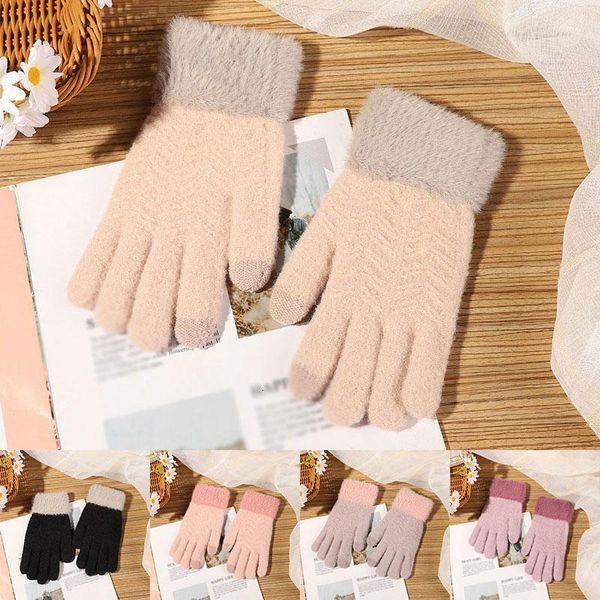2020 knitted winter gloves female thick warm full finger touch screen gloves imitation cashmere plush mittens cycling, Blue;gray 
2020 knitted winter gloves female thick warm full finger touch screen gloves imitation cashmere plush mittens cycling, Blue;gray