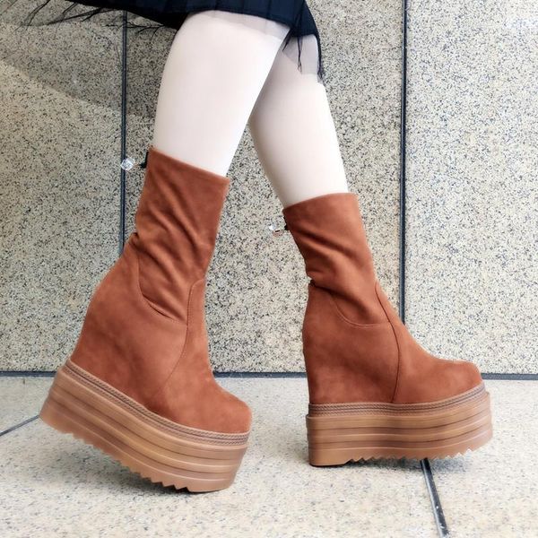 boots 14cm high heel platform women increase wedges shoes1, Black 
boots 14cm high heel platform women increase wedges shoes1, Black