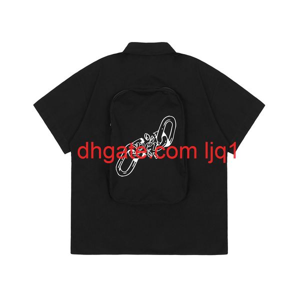 black print large pocket decorative short sleeve shirt men's trendy hip hop 5-sleeve shirt, White;black
black print large pocket decorative short sleeve shirt men's trendy hip hop 5-sleeve shirt, White;black