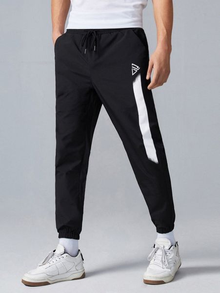 men side striped drawstring waist pants w5jh#, Black
men side striped drawstring waist pants w5jh#, Black