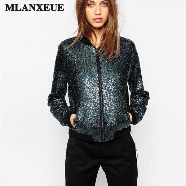 autumn women sequin coat blue bomber jacket long sleeve zipper streetwear jacket preppy loose casual basic coat casaco feminino, Black;brown
autumn women sequin coat blue bomber jacket long sleeve zipper streetwear jacket preppy loose casual basic coat casaco feminino, Black;brown