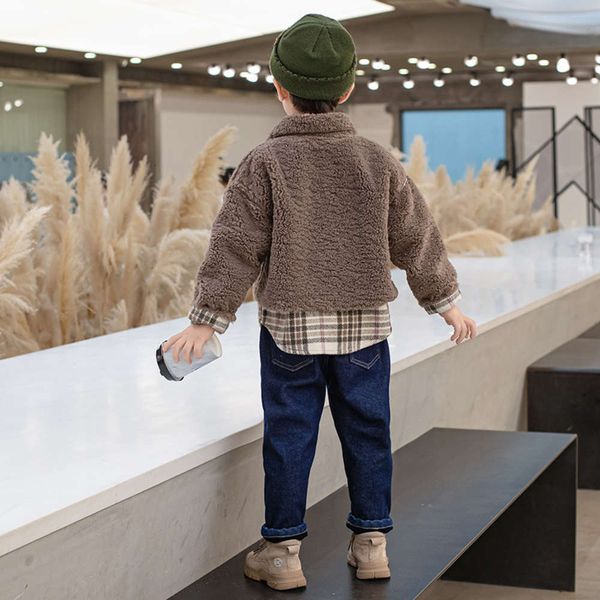 plaid wool plush sweater stitching coat shirt foreign sle autumn and winter cloth boys' handsome trend children cktv, Black
plaid wool plush sweater stitching coat shirt foreign sle autumn and winter cloth boys' handsome trend children cktv, Black