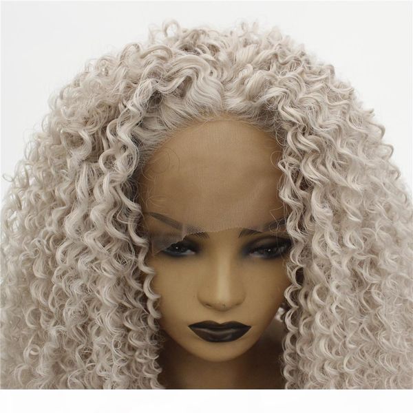 glueless 180% density afro kinky curly synthetic lace front wigs grey color heat resistant replacement with combs for women, Black
glueless 180% density afro kinky curly synthetic lace front wigs grey color heat resistant replacement with combs for women, Black
