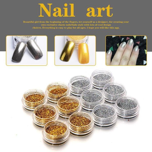 12 boxes golden silver glitter powder diy nail art decoration women beauty tool, Silver;gold
12 boxes golden silver glitter powder diy nail art decoration women beauty tool, Silver;gold