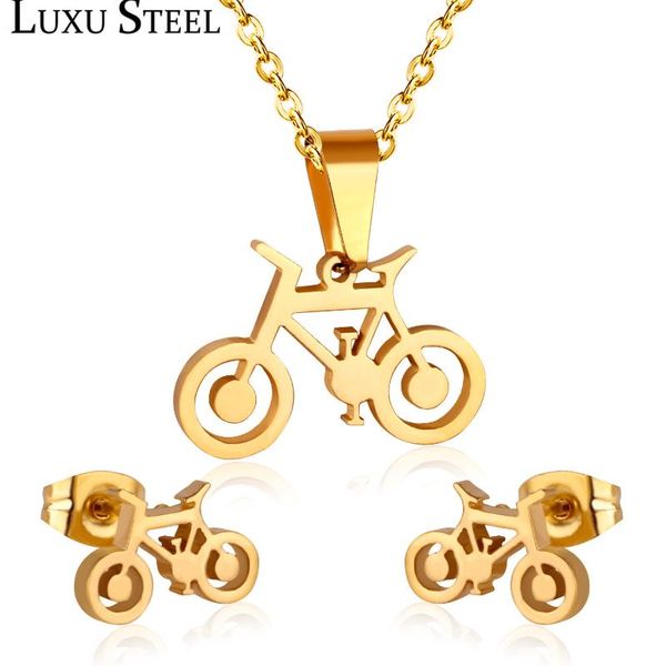 luxusteel jewelry set woman stainless steel bicycle pendant necklace earring brincos gold color collars choker accessories party, Silver
luxusteel jewelry set woman stainless steel bicycle pendant necklace earring brincos gold color collars choker accessories party, Silver