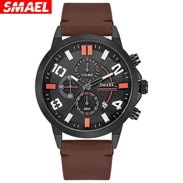 smael smer men's watch business outdoor sports real leather strap men's watch timing quartz watch, Slivery;brown
smael smer men's watch business outdoor sports real leather strap men's watch timing quartz watch, Slivery;brown