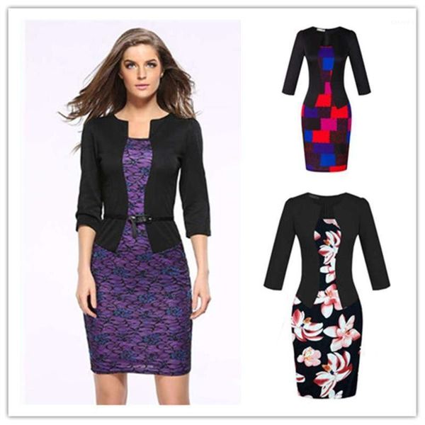 women professional dresses half sleeved floral pattern belt bodycon dress l0741, Black;gray
women professional dresses half sleeved floral pattern belt bodycon dress l0741, Black;gray