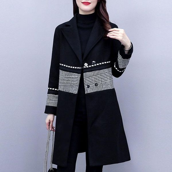 women's wool & blends 2021 autumn and winter loose large size tide clothes casual solid color woolen coat mid-length, Black
women's wool & blends 2021 autumn and winter loose large size tide clothes casual solid color woolen coat mid-length, Black